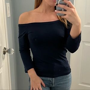ADDED TO HMOORE ORDER Bordeaux seamless navy off shoulder top